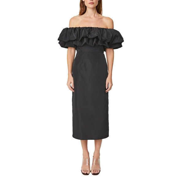 RHODE Dresses & Skirts - NEW $595 RHODE VIOLA OFF THE SHOULDER BLACK MIDI DRESS SIZE 6